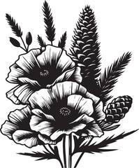 black and white flowers