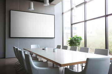 TV screen png transparent mockup, meeting room design