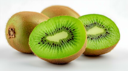 Fototapeta premium Close up of fresh Kiwis on a white Background