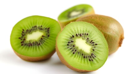 Fototapeta premium Close up of fresh Kiwis on a white Background