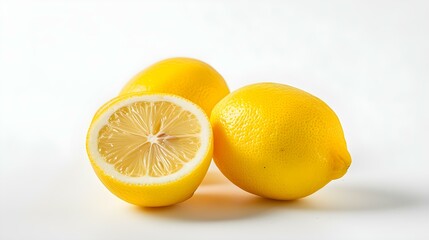 Close up of fresh Lemons on a white Background