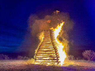 Revnice- Czech- 30 April 2024: The burning of a witch. Holiday in the Czech