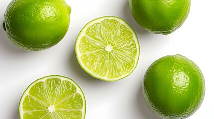 Close up of fresh Limes on a white Background