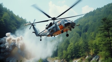 Emergency rescue helicopter landing for critical rescue operation in concept of urgent response