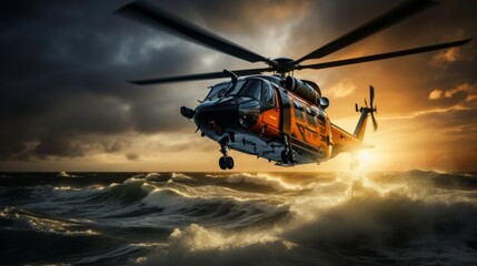 Emergency helicopter landing for a crucial search and rescue mission in progress