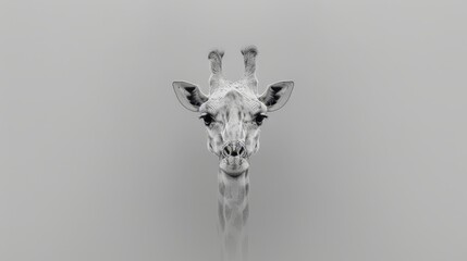  giraffe's head with opened eyes mirrored in the water
