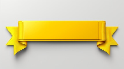   A yellow ribbon on a gray background, with a text or image insertion area - Powered by Adobe