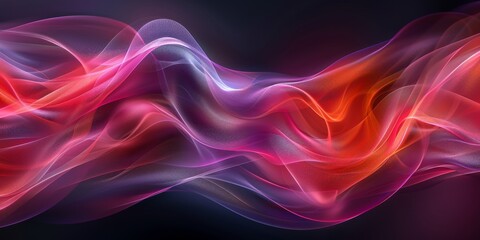 Red and Pink Wave of Smoke on Black Background