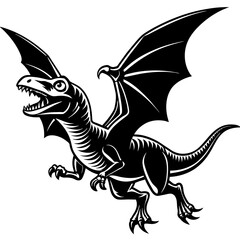  dinosaur fly silhouettes  logotype vector illustration on white background