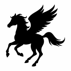 Pegasus horse silhouettes on white background | Vector illustration