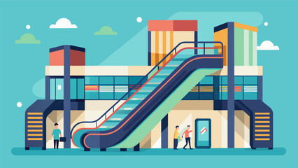 The addition of escalators and elevators providing easy access to the different levels of the shopping center.. Vector illustration