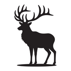 Black and White Elk Vector Silhouettes - Elk Silhouette