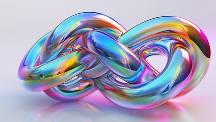  colorful metal knot on white background