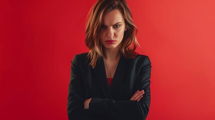 stressed woman with nervous expression