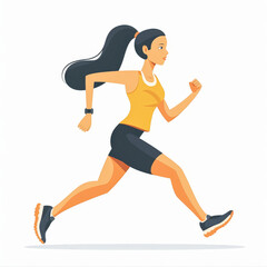 Illustration of running sportsman athletics woman in minimalist style. Sport competition concept design in neutral colors