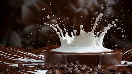 3D chocolate podium with milk splash perfect for product display or coffee. Concept Chocolate Podium, Milk Splash, Product Display, Coffee Advertisements, 3D Modeling