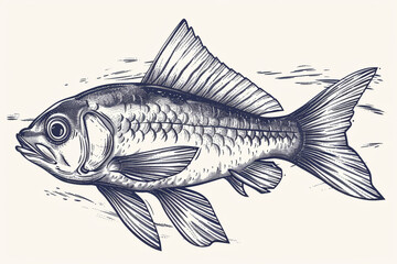 Pencil sketch of a fish on a white background