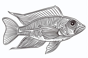 Sketch of a fish for coloring on a white background