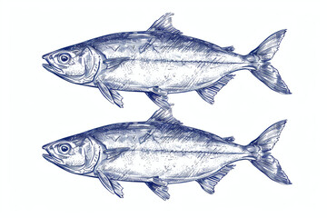 Pencil sketch of two fish on a white background