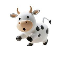 Cute Cow Cartoon 3d rendering . ai generative