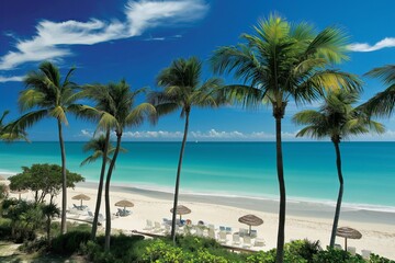 tropical paradise, with palm trees