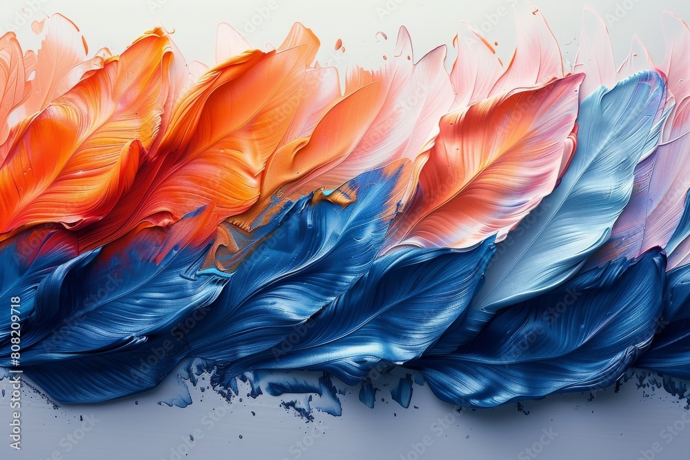 Poster a vibrant abstract composition of paint strokes creating dynamic texture and movement on canvas