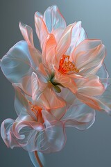 Close-Up View of a Flower Against Gray Background