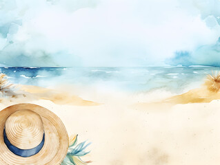 Obraz premium Abstract watercolor summer concept background with copy space for text 