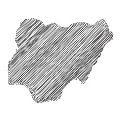Nigeria thread map line vector illustration - obrazy, fototapety, plakaty