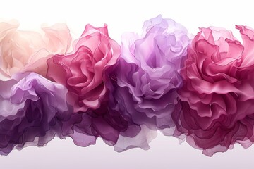 Three Different Colored Flowers on White Background