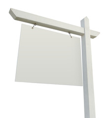 Obraz premium Photograph of a Wooden Isolated Blank Real Estate Sign. Transparent PNG.
