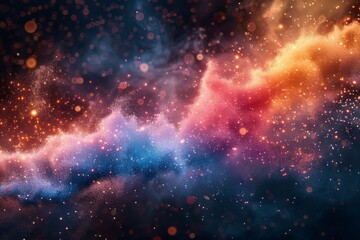 Naklejka premium A stunning scene of multicolored cosmic dust cloud swirling in the infinity of space suggesting mystery and beauty
