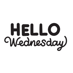 Hello Wednesday text isolated, square composition. Hand drawn vector art.