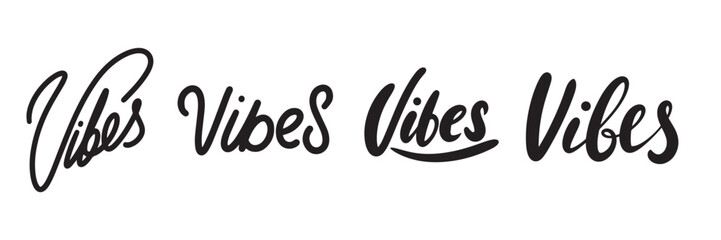 Obraz premium Collection of word Vibes text isolated, square composition. Hand drawn vector art.