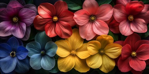 Colorful Flowers Grouping Together