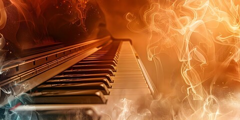 Colorful abstract piano keyboard on dusty background for World Music Day banner. Concept World...