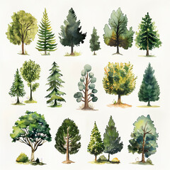 Fototapeta premium A collection of trees in various sizes and shapes