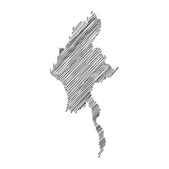 Myanmar thread map line vector illustration