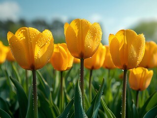 Obraz premium Dewdrop tulips