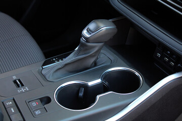Selector automatic transmission in the interior of a modern expensive car. Automatic Gear Stick...