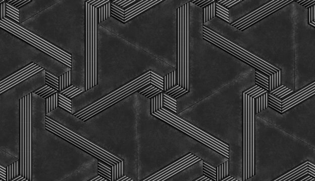 3D Geometric Segmentary Art in Metallic Shades