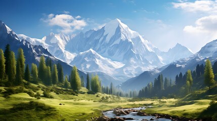 Panoramic view of the mountain range. Caucasus. Russia.