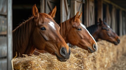 Happy Horses in Modern Stable