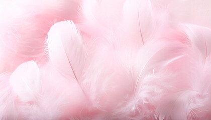 Abstract, elegant fluffy feathers. Three-dimensional background in shades of pink.
