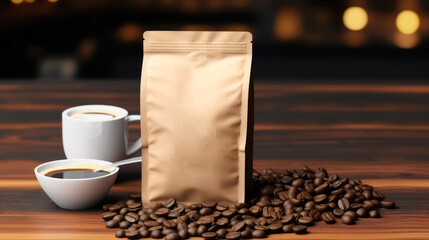 generated illustration of paper bag of coffee product mockup