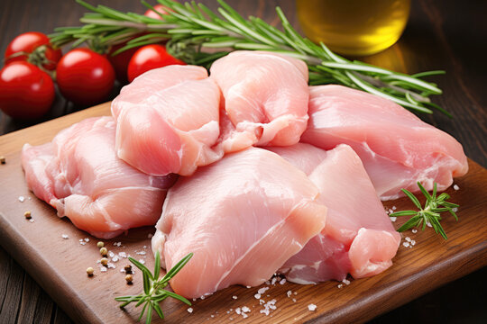 generated illustration of raw boneless chicken thighs