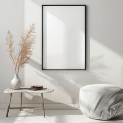 black frame in modern lines decor room, light background