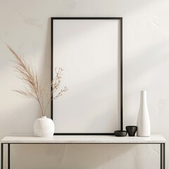 black frame in modern lines decor room, light background