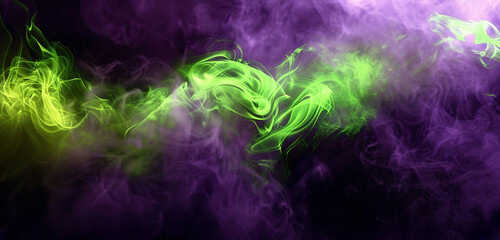 Engaging and mysterious, dark purple smoke with lime neon accents for a vibrant event.