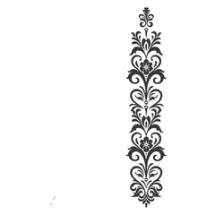 Silhouette vertical line divider with Baroque ornament black color only